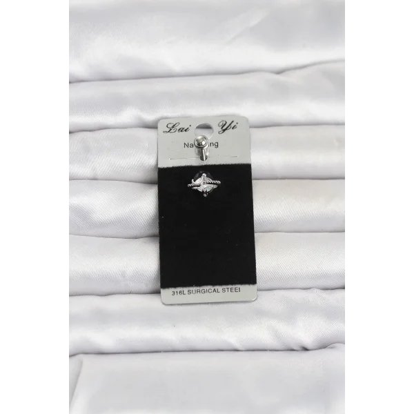316L Cerrahi Çelik Zirkon Taşlı Göbek Piercing