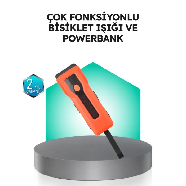 5000 mAh Bataryalı Bisiklet Farı COB Çakar Çok Fonksiyonlu