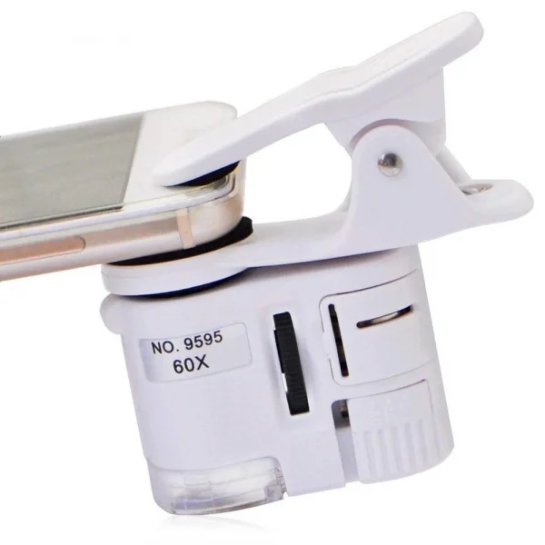 60x Mini Cep Telefonu Için Mandallı Mikroskop Uv Ledli Büyüteç Model Al2431