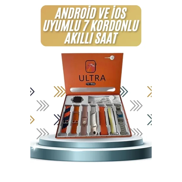 7 Kordonlu Akıllı Saat Plastik Kordon Hasır Kordon Çelik Kordon