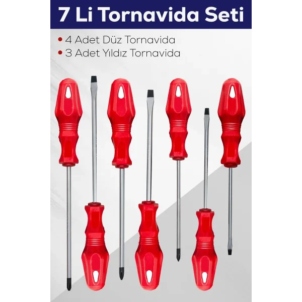 7li Tornavida Seti (4  Düz Tornavida 3  Yıldız Tornavida)