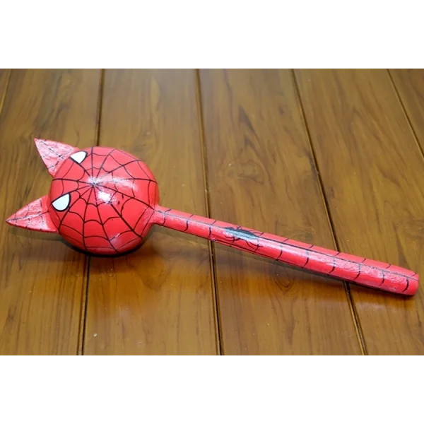 Ahşap Kedili Spiderman Marakas Tekli Polos:24