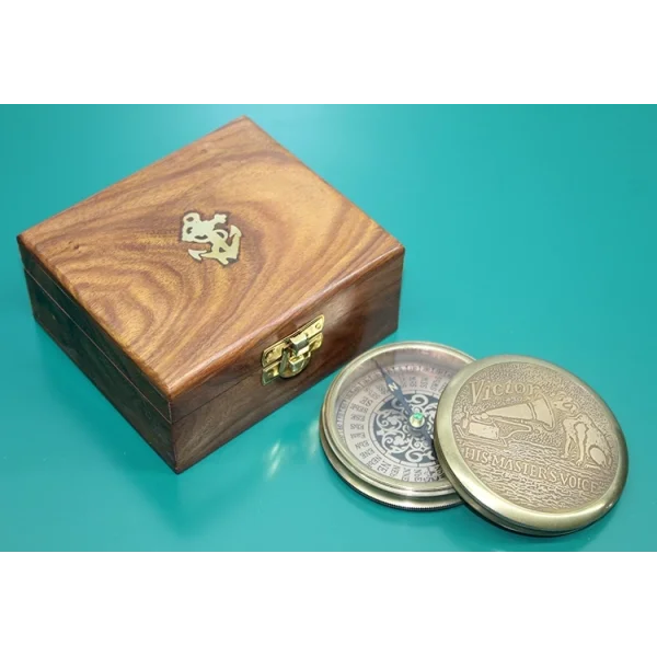 Ahşap Kutulu Pirinç Pusula 16222