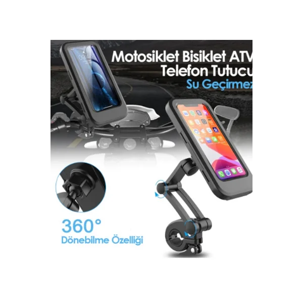 Gidon Bağlantılı Su Geçirmez Mıknatıslı Motorsiklet Telefon Tutucu