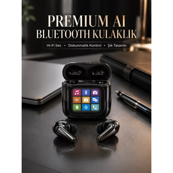 AI Destekli Dokunmatik Ekranlı Kablosuz Bluetooth Kulaklık