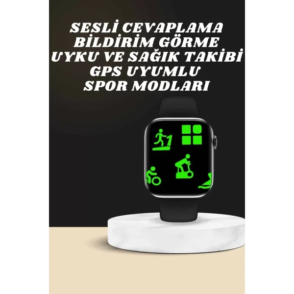 Akıllı Saat Wireless Şarj Yüksek Çözünürlüklü Müzik Dinleme Sesli Cevaplama