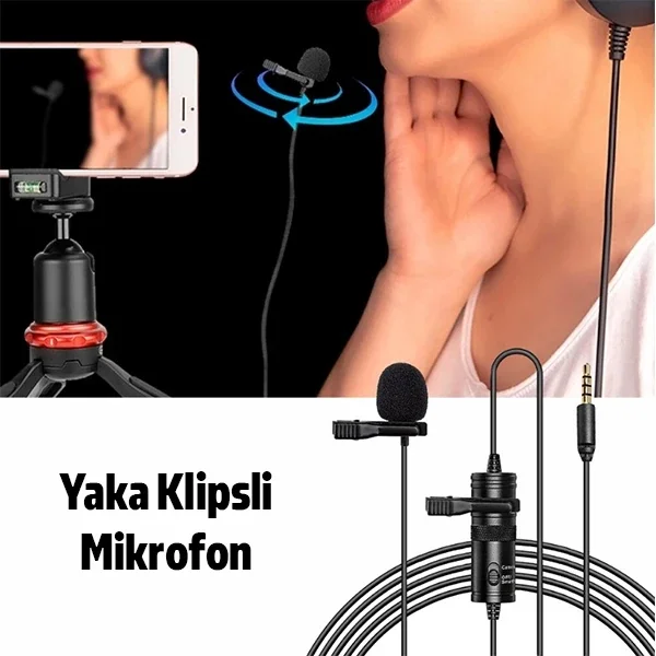 ALLY 3.5MM Universal Lavalier Kablolu Yaka Mikrofonu 6 Metre-(5775)