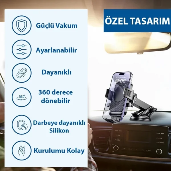 ALLY  A145 Araç İçi Torpido Üstü Telefon Tutucu-(5775)