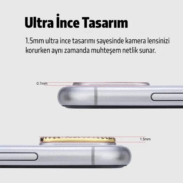 ALLY İPhone 11 Kamera Koruyucu Lens Diamond Taş İşlemeli-(5775)
