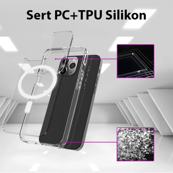 ALLY iPhone 14 Plus 6.7inç Magsafe Uyumlu Manyetik Sert Silikon Kılıf-(5775)