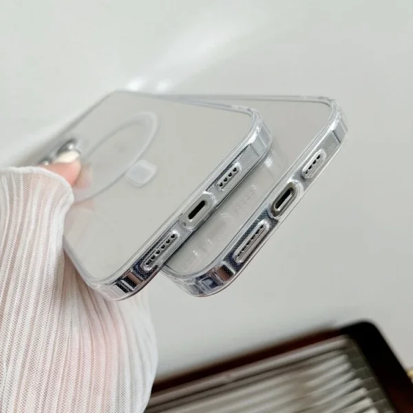 ALLY iPhone 15 Pro Max Magsafe Uyumlu Manyetik Şeffaf Silikon Kılıf-(5775)