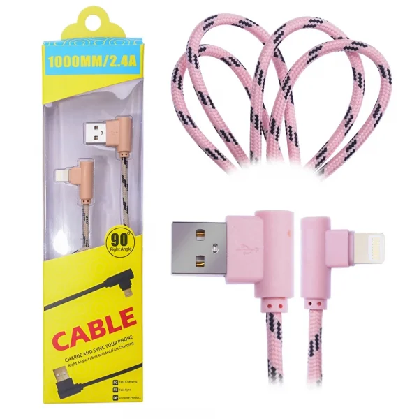 Ally İphone Lightning  Eğik Başlı Halat Usb Kablo 1metre-(5775)