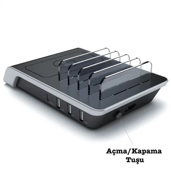ALLY Multiport 10W Wireless Kablosuz Şarj Cihazı Organizer Stand-(5775)