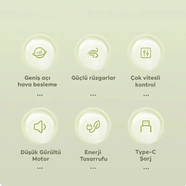 Ally S21 Şarjlı Fan Ergonomik Ev Ofis Sessiz Vantilatör-(5775)