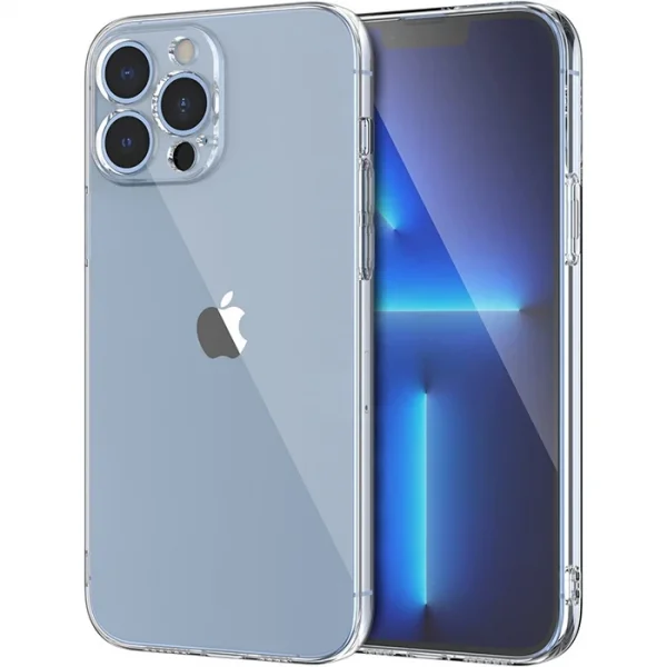 Ally Space iPhone 13 Pro 6.1inç Kamera Korumalı Premium Silikon Şeffaf Kılıf-(5775)