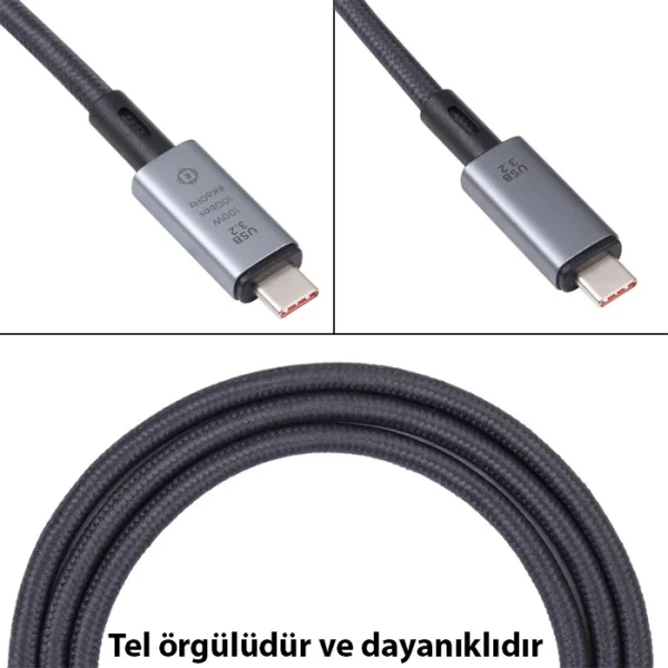 Ally USB 3.2 100W Type-C to Type-C 8K Görüntü-Data ve Ultra Hızlı Şarj Kablosu 1 Metre-(5775)