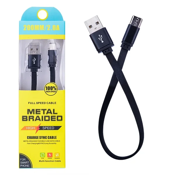 Android Micro 2a 20mm Kısa Yumuşak Dokulu Renkli Usb Kablo-(5775)