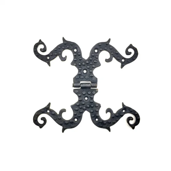 Antika Tarz Dekoratif Pirinç Süslü Menteşe - 190x170 Mm, Oksit