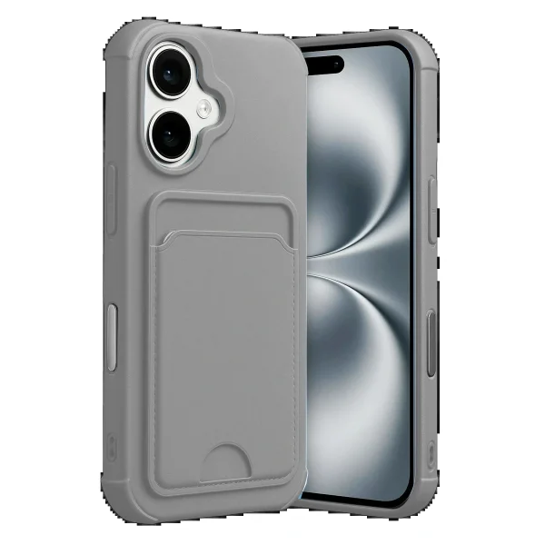 Apple iPhone 17 Kelvin Kartvizitli Silikon - Gri-(5796)