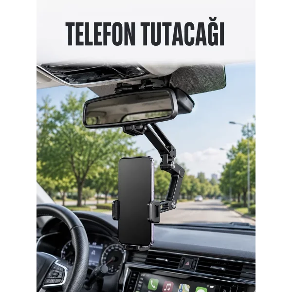 Araç Dikiz Aynası Telefon Tutucu Ayarlanabilir Katlanabilir Navigasyon Telefon Standı