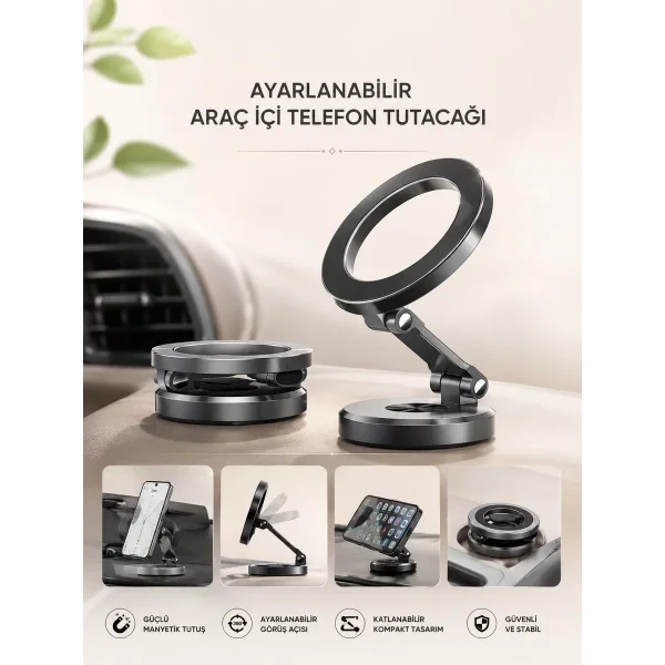 Araç İçi Telefon Tutacağı Manyetik Tasarım Ayarlanabilir