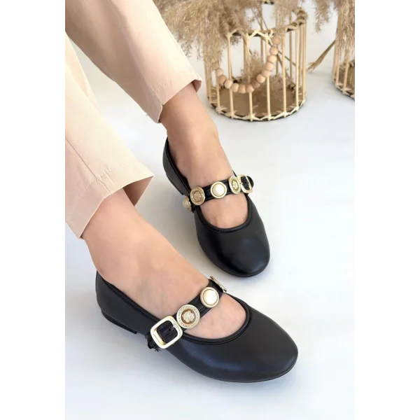 Atnis Siyah Cilt Babet Ayakkabı