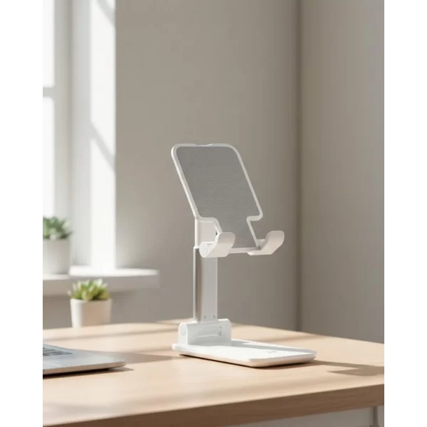 Ayarlanabilir Ergonomik Katlanabilir Masaüstü Telefon Tutucu Beyaz