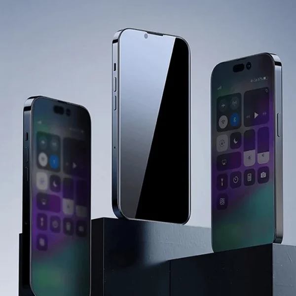 Baseus Crystal iPhone 15 Plus Privacy Full Koruma Tempered Cam Ekran Koruyucu 2 Adet Set-(5775)