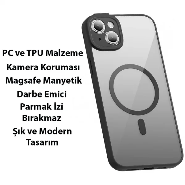 Baseus Frame Series iPhone 14 Plus 6.7 Kamera Koruyuculu Magsafe Kılıf + Tempered Ekran Koruyucu Set-(5775)