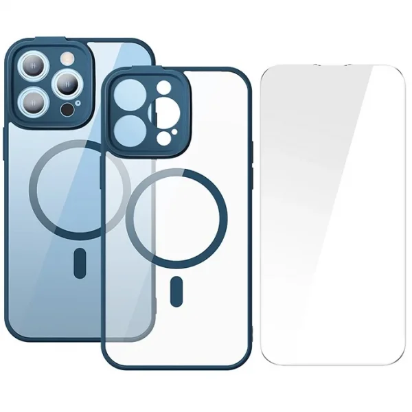 Baseus Frame Series iPhone 14 Pro 6.1 Kamera Koruyuculu Magsafe Kılıf + Tempered Ekran Koruyucu Set-(5775)