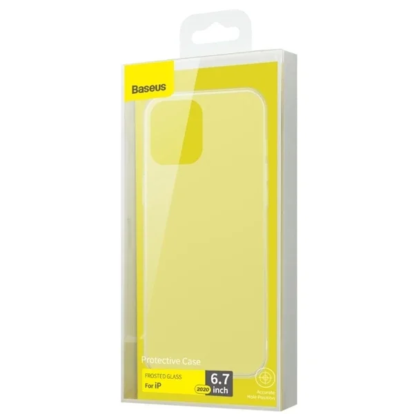 Baseus Frosted Glass iPhone 12 Pro Max 6.7inch Shockproof Koruyucu Kılıf-(5775)
