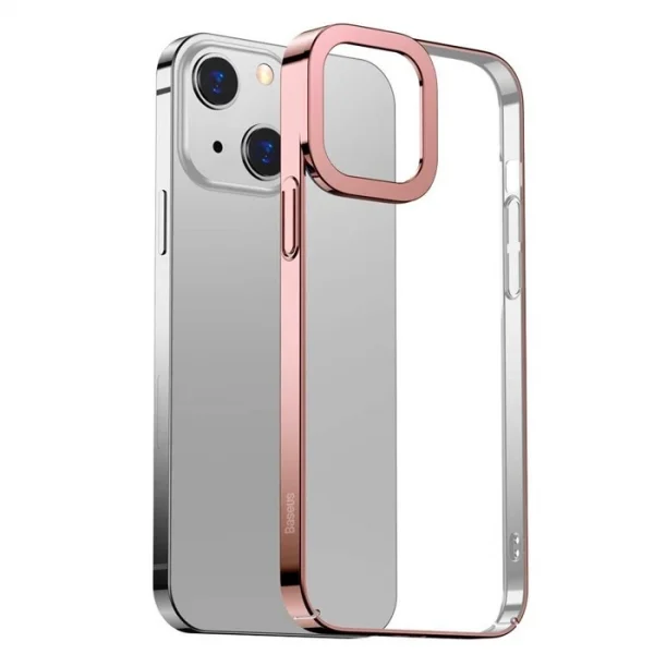Baseus Glitter iPhone 13 6.1inç Kılıf Renkli Kenar Şeffaf Silikon-(5775)
