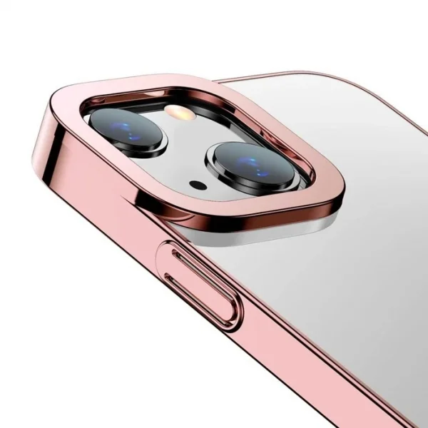 Baseus Glitter iPhone 13 6.1inç Kılıf Renkli Kenar Şeffaf Silikon-(5775)