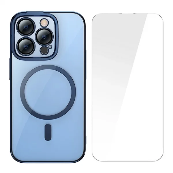 Baseus Glitter iPhone 14 Pro 6.1 Magsafe Silikon Kılıf + Tempered Ekran Koruyucu Set-(5775)