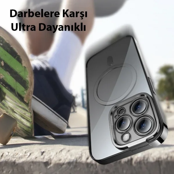 Baseus Glitter iPhone 14 Pro Max 6.7 Magsafe Silikon Kılıf + Tempered Ekran Koruyucu Set-(5775)