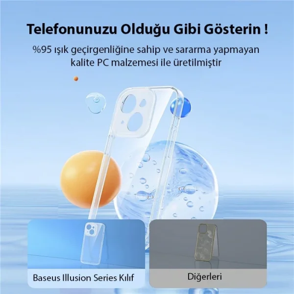 Baseus Illusion Series iPhone 14 Plus 6.7 Silikon Kılıf + Tempered Ekran Koruyucu + 4x Kamera Koruyu-(5775)