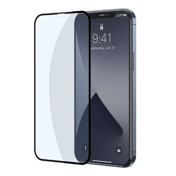 Baseus İPhone 12-12 Pro 0.3MM Full Anti Blue Light Tempered Cam Ekran Koruyucu 2Adet Set-(5775)