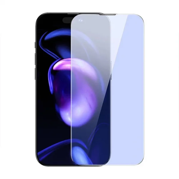 Baseus iPhone 15 Plus Full Koruma Anti Mavi Işık Tempered Cam Ekran Koruyucu 2 Adet Set-(5775)