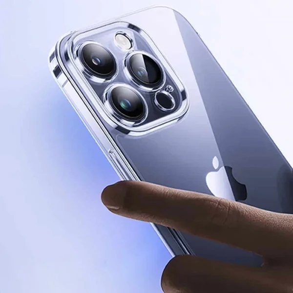 Baseus iPhone 15 Plus Schott Serisi Şeffaf Silikon Kılıf + Tempered Ekran Koruyucu Set-(5775)