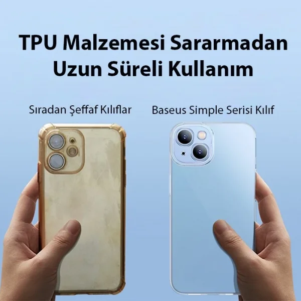 Baseus Simple Case iPhone 14 6.1 Kamera Korumalı İnce Silikon Şeffaf Kılıf-(5775)