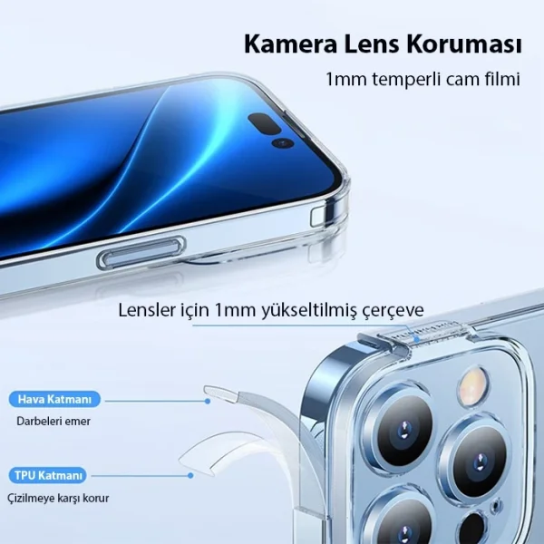 Baseus Simple Case iPhone 14 Pro 6.1 Kamera Korumalı İnce Silikon Şeffaf Kılıf-(5775)