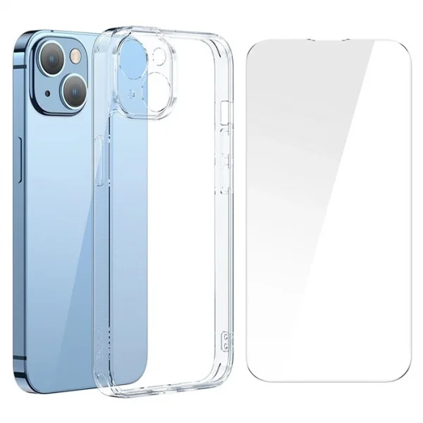 Baseus SuperCeramic Series iPhone 14 6.1 Koruyucu Cam Kılıf + Full Tempered Ekran Koruyucu Set-(5775)