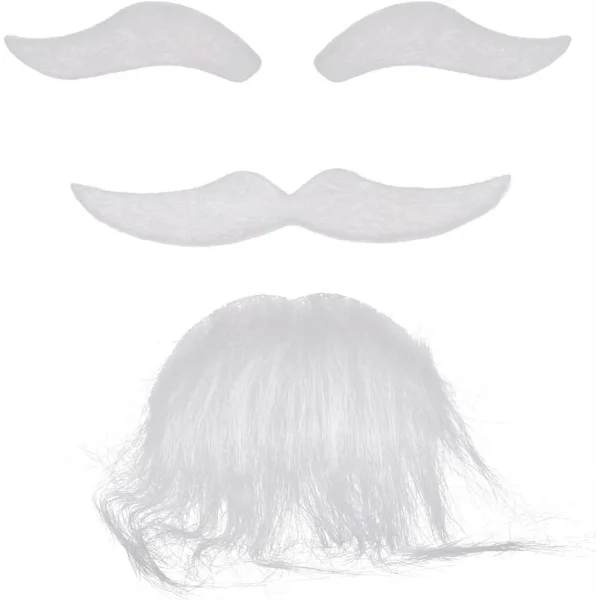 Beyaz Renk Kendinden Yapışkanlı Takma Sakal Bıyık Ve Kaş Seti