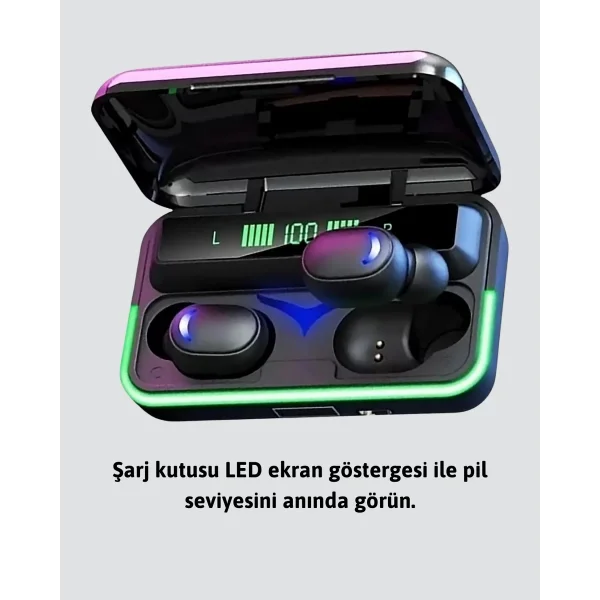 Bluetooth 5.1 Oyuncu Kulaklığı LED Ekranlı Powerbank Kulaklık