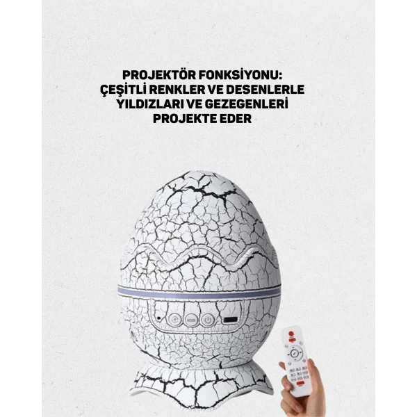 Bluetooth Bağlantılı Dinozor Yıldız Projektör Gece Lambası ve Uyku Yardımcısı