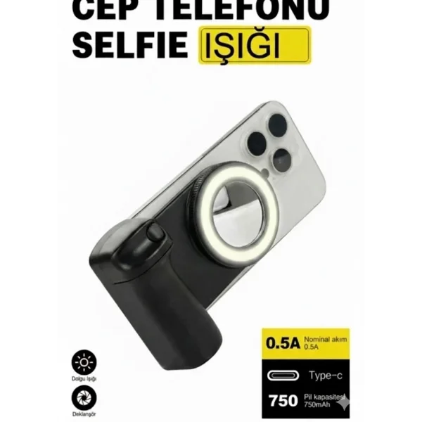 Bluetooth Manyetik Telefon Yapıştırma Kavrama Halka Dolgu Işığı İle Magsafe Selfie Klips