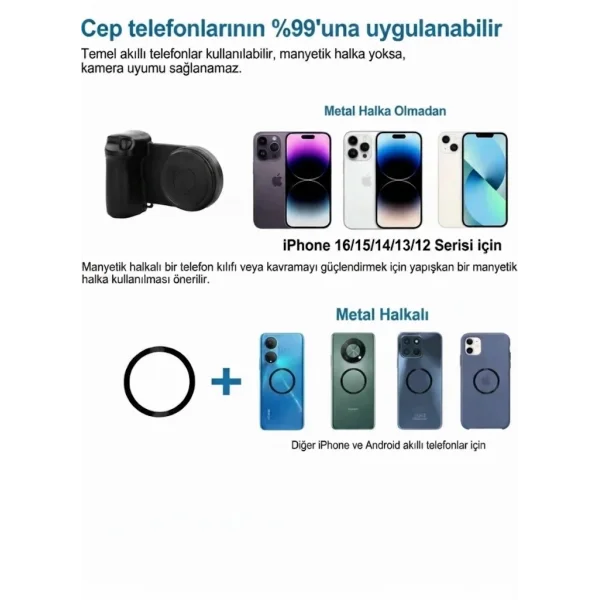 Bluetooth Manyetik Telefon Yapıştırma Kavrama Halka Dolgu Işığı İle Magsafe Selfie Klips