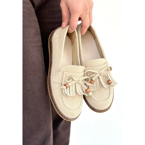 Boriy Bej Deri Tozu Süet Babet Ayakkabı