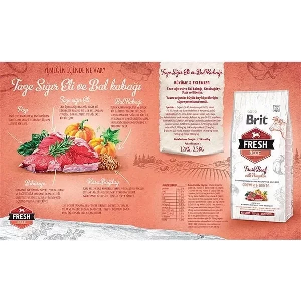 Brit Fresh Sığır Etli ve Balkabaklı Yavru Köpek Maması 12 Kg