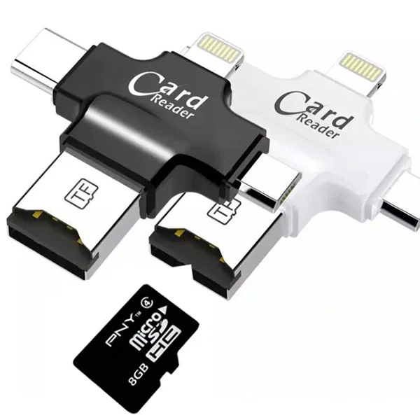 Card Reader 4in1 Type-C- İphone Lightning-Micro Usb Hafıza Kart Okuyucu-(5775)